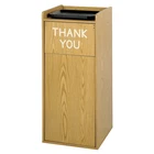 Safco Products 9729MO Wood Food Court Waste Receptacle, 36-Gallon, Medium Oak