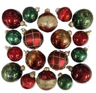 Mercasia 18Pieces Hand Decorated Glass Ornaments in Red and Green