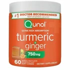 Qunol Turmeric + Ginger Extra Strength Soft Chews, 750mg Tropical Fruit - 60.0
